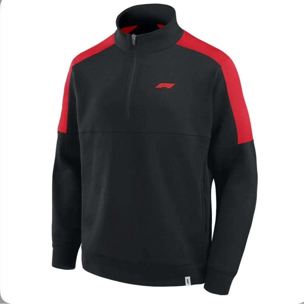Men's Fanatics Black Formula 1 Quarter-Zip Pullover.Size XL       MSRP $65.00